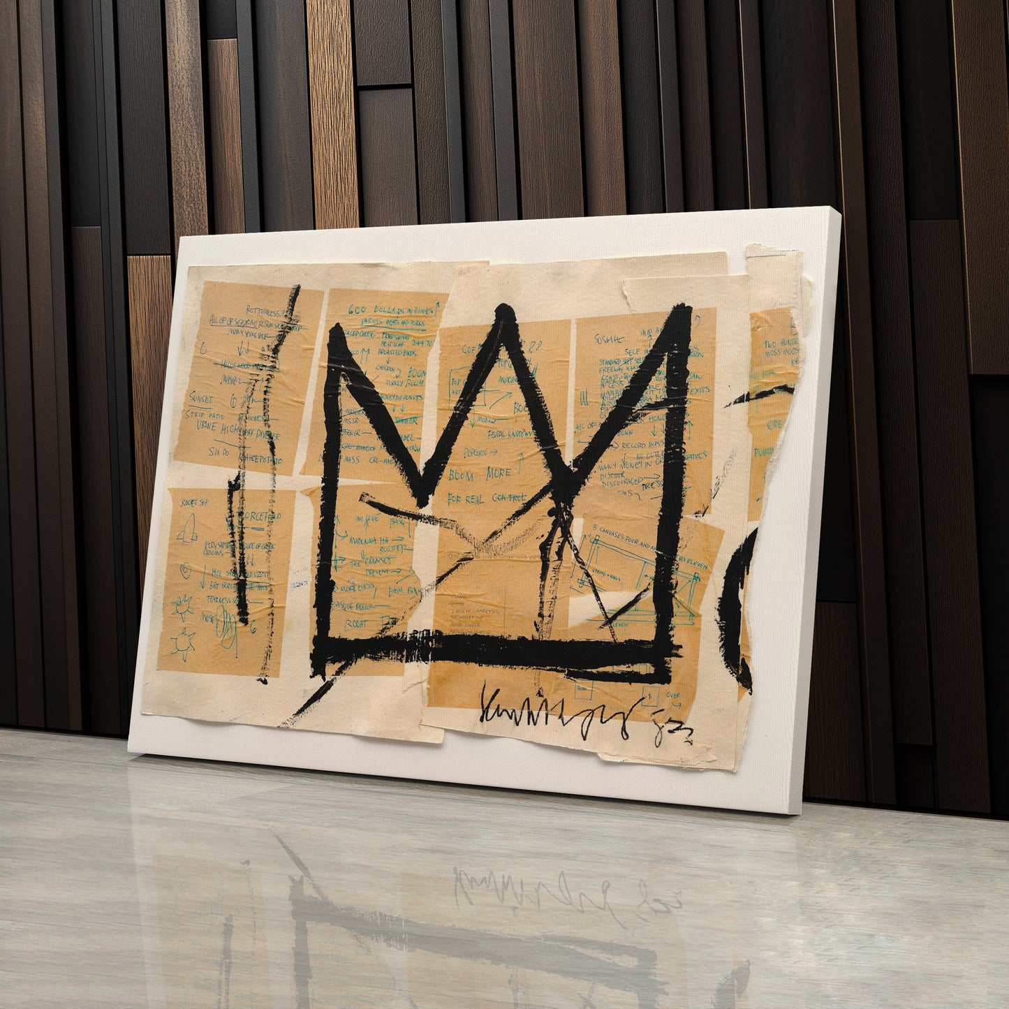 Crown By Jean-Michel Basquiat Canvas Art – Urban Street Art Wall Decor