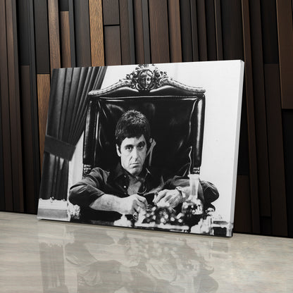 Tony Montana Scarface Canvas Art - Movie Wall Decor Black and White