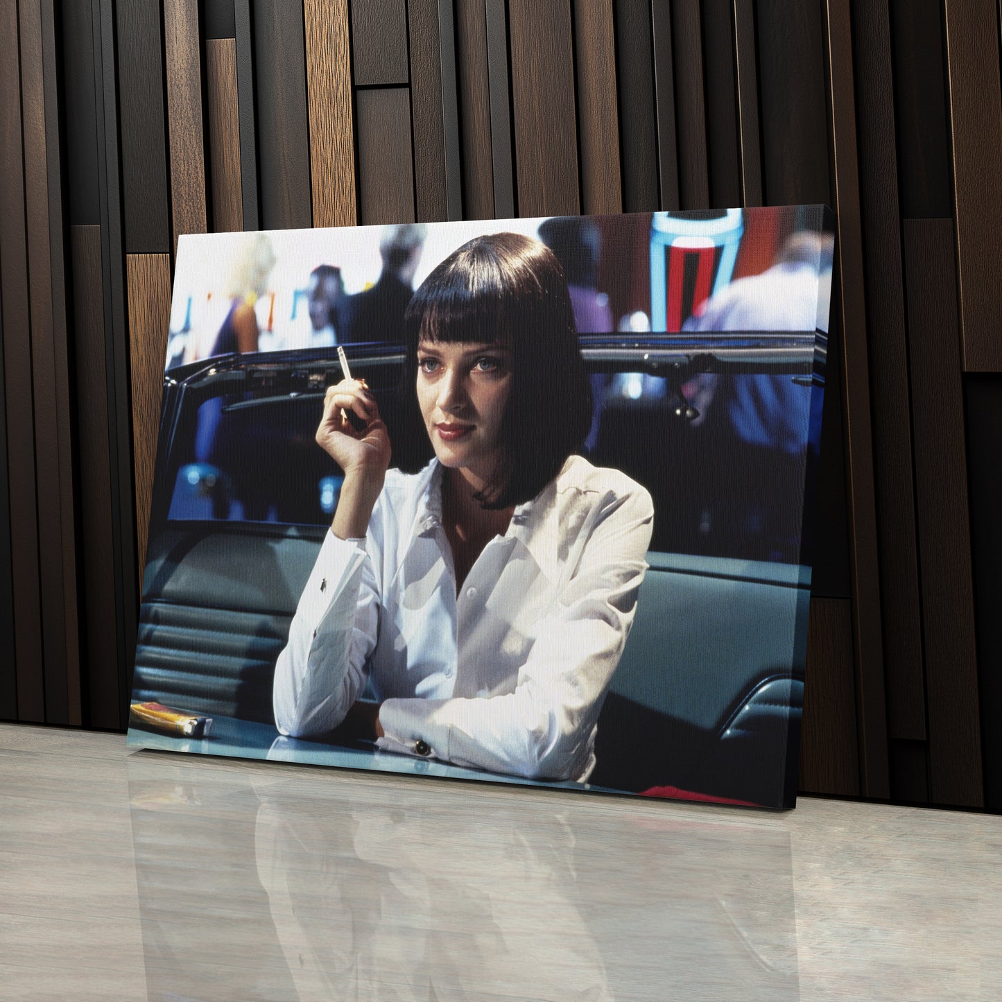 Pulp Fiction Uma Thurman Smoking Canvas Art – Legendary Movie Moment Decor