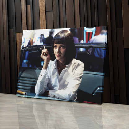 Pulp Fiction Uma Thurman Smoking Canvas Art – Legendary Movie Moment Decor