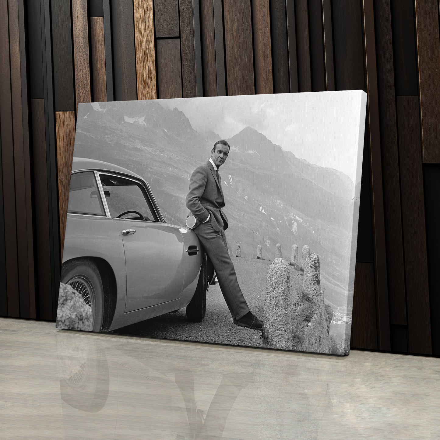 Sean Connery James Bond Aston Martin DB5 Canvas Art - Movie Wall Decor