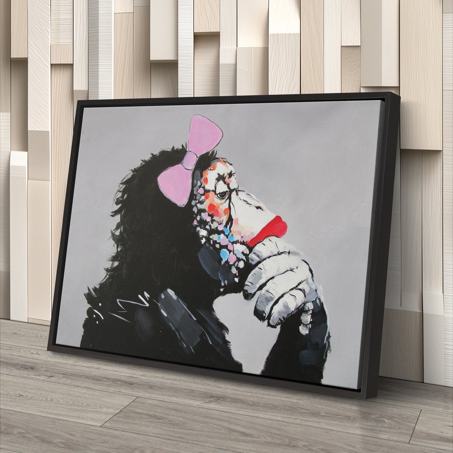 Banksy 'Female Monkey' Canvas Print - Framed Wall Art