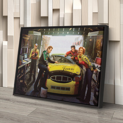 Marilyn Monroe, Elvis Presley & James Dean - Racing Car Canvas Wall Art Decor