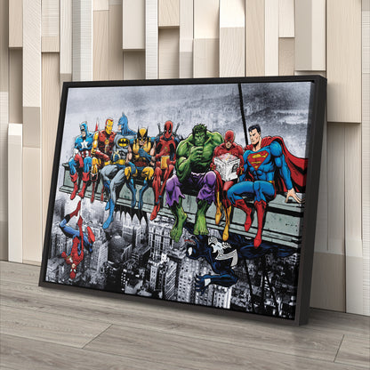 Superheroes Lunch atop a Skyscraper - Canvas Wall Art Decor