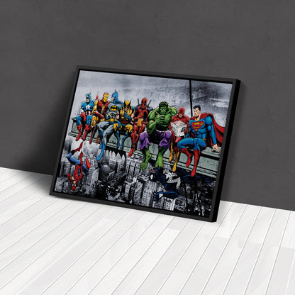 Superheroes Lunch atop a Skyscraper - Canvas Wall Art Decor