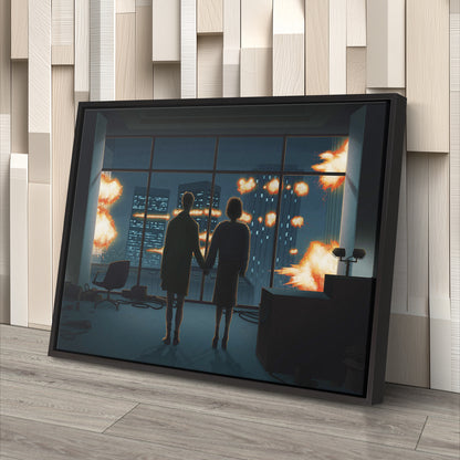 Fight Club Man and Woman Silhouette Canvas Wall Art – Movie Art Decor