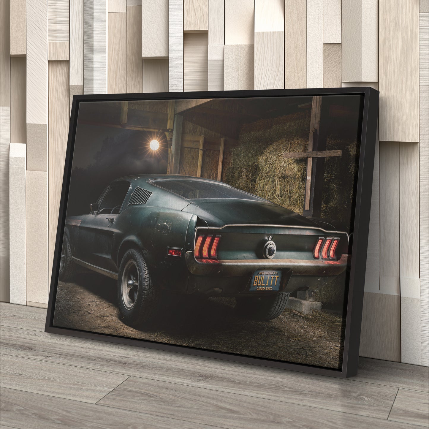 1968 Mustang Bullitt Canvas Wall Art – Iconic Muscle Car Decor