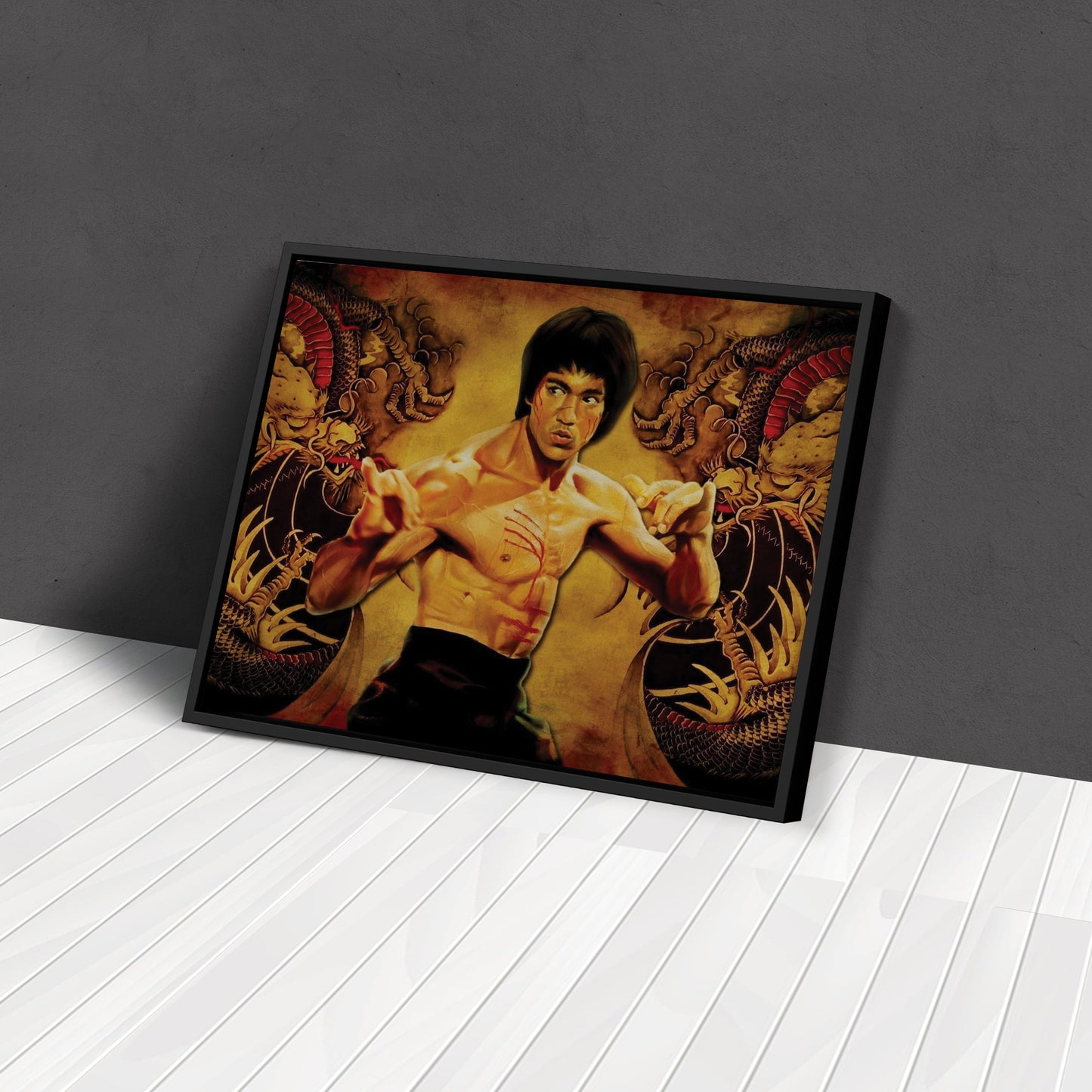 Bruce Lee Martial Art Dragons Canvas Wall Art – Fighter's Legacy Decor