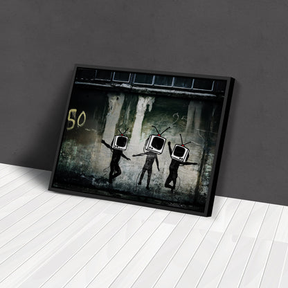 Banksy 'Television' Canvas Print - Framed Wall Art
