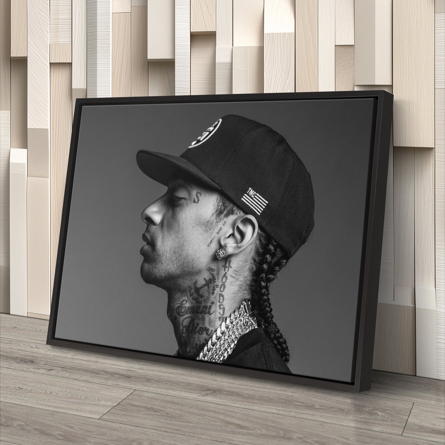Nipsey Hussle Black and White Canvas Wall Art – Music Legend Home Decor