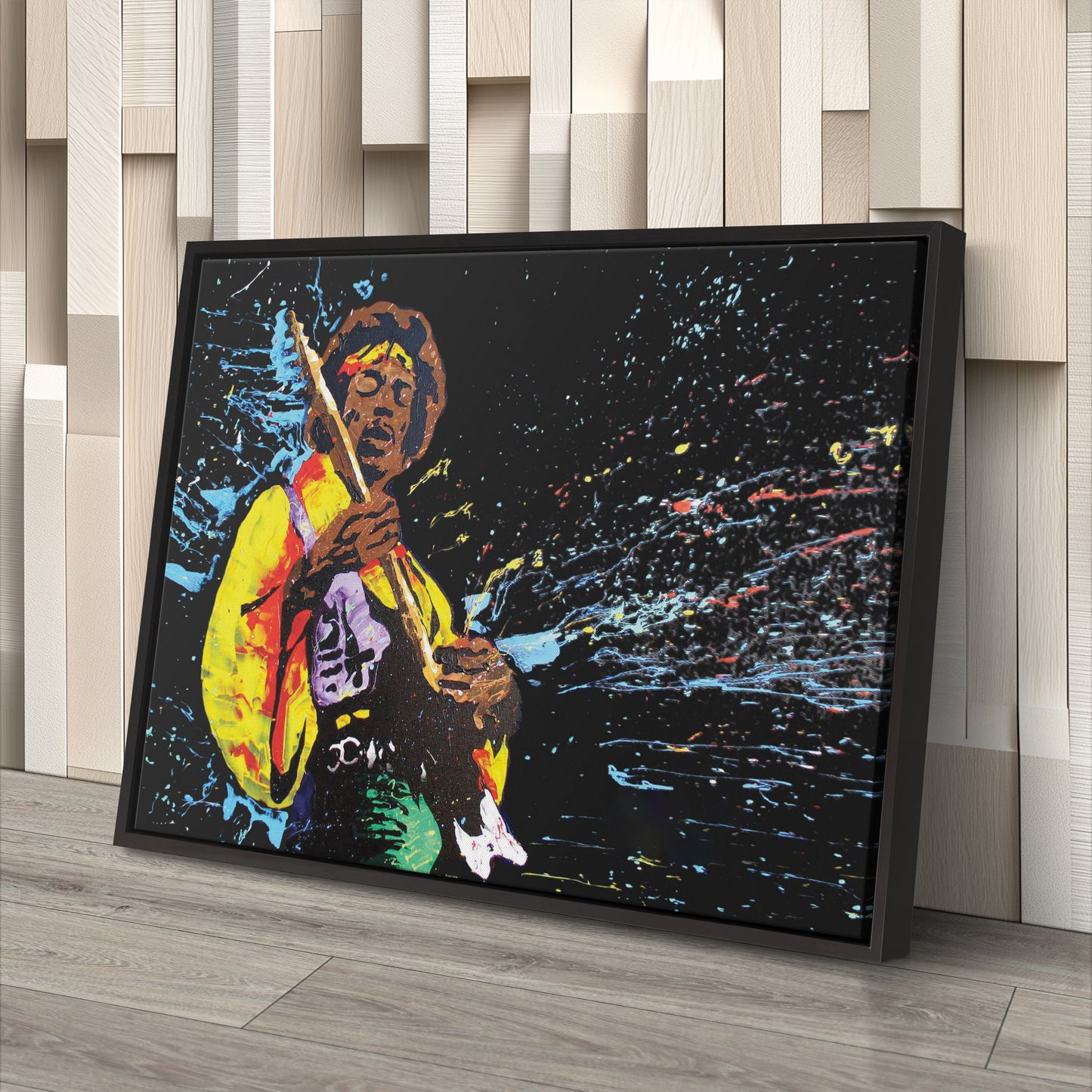 Jimi Hendrix Abstract Canvas Wall Art – Rock Music Legend Home Decor
