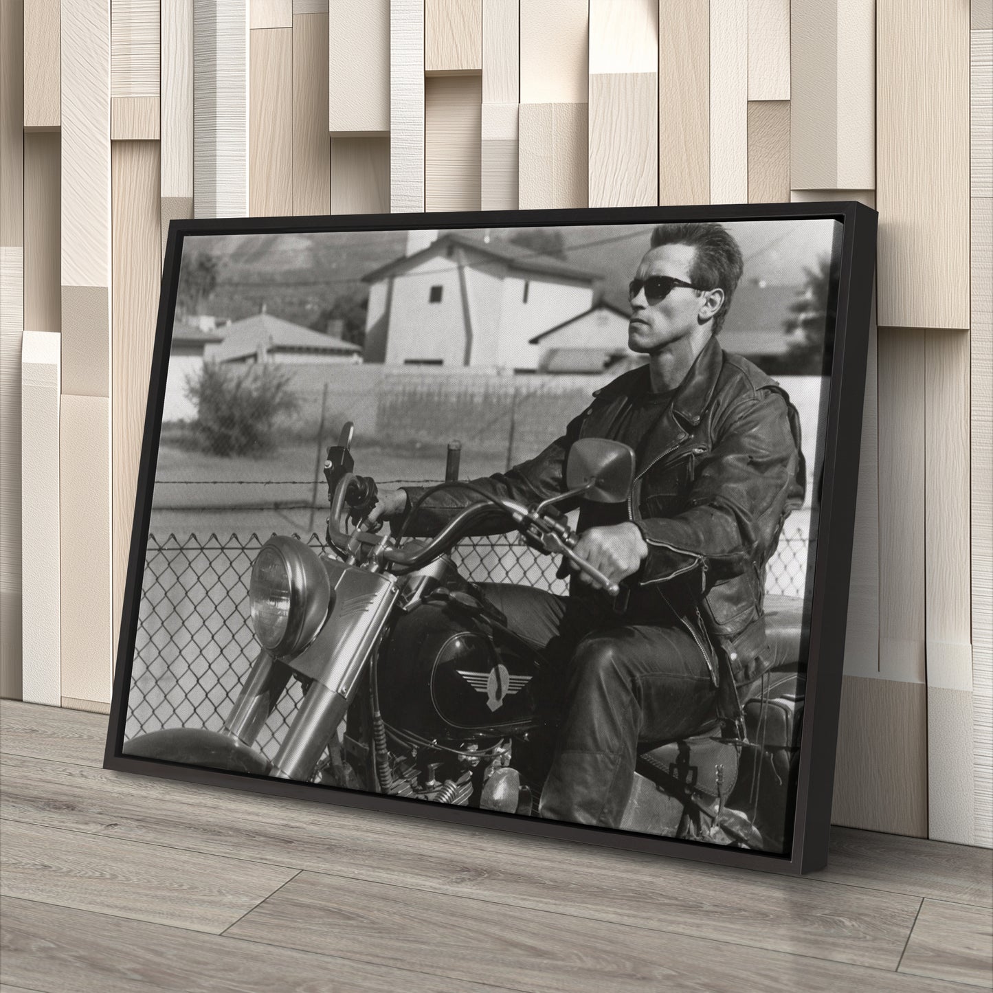 Arnold Schwarzenegger Terminator Movie Scene Canvas Print – Motorcycle Wall Art for Home & Office Decor