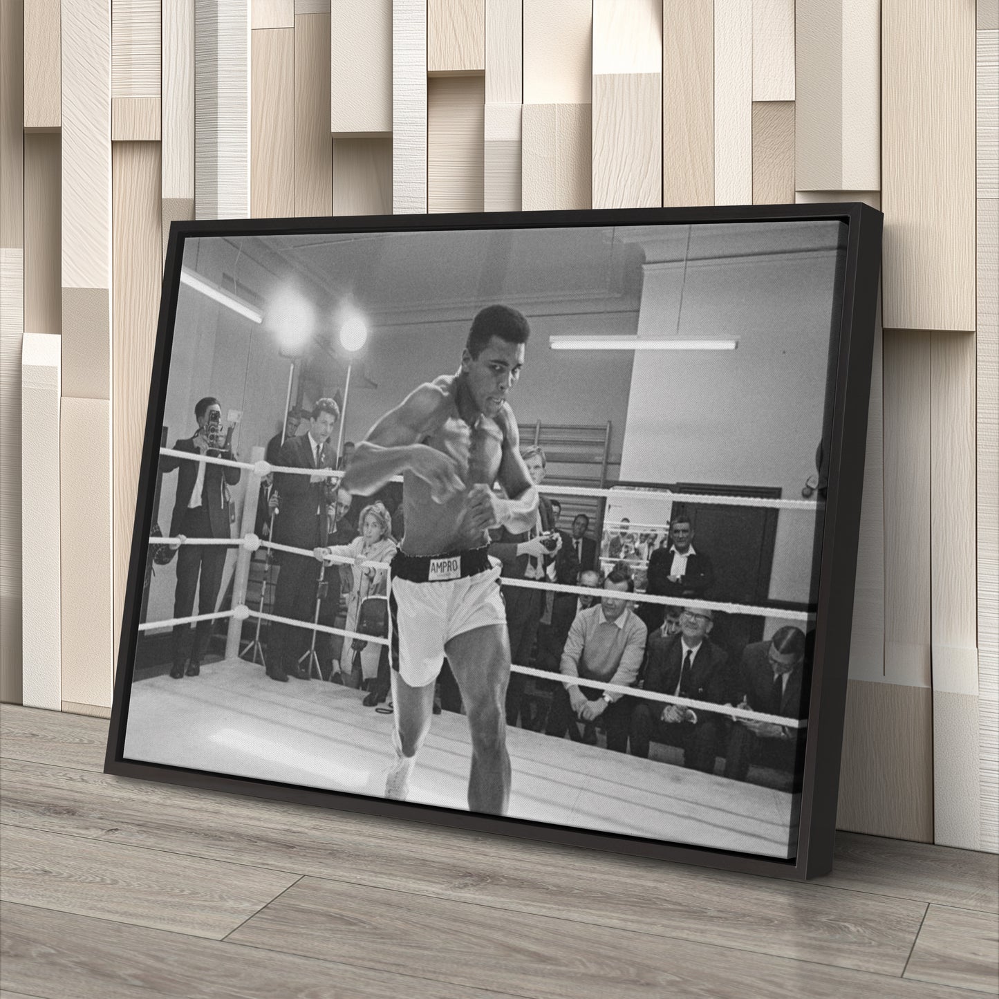 Muhammad Ali Training Canvas Art – Boxing Champion Black and White Decor