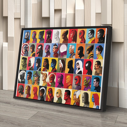 Marvel Headshots Canvas Art - Comic Book Hero Wall Decor