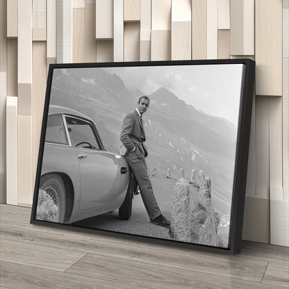 Sean Connery James Bond Aston Martin DB5 Canvas Art - Movie Wall Decor