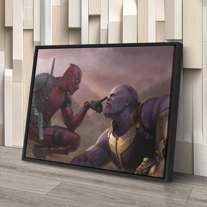 Funny Deadpool & Angry Thanos - Marvel Comics Canvas Wall Art Decor