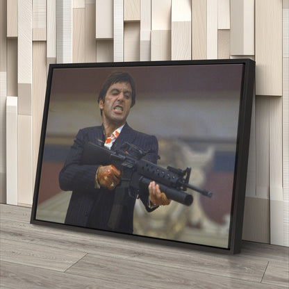 Scarface Poster – Al Pacino with Gun Canvas Wall Art Decor