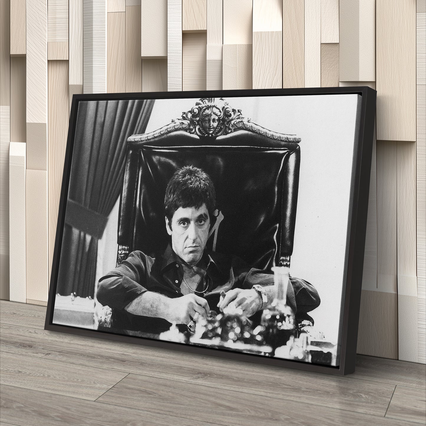 Tony Montana Scarface Canvas Art - Movie Wall Decor Black and White