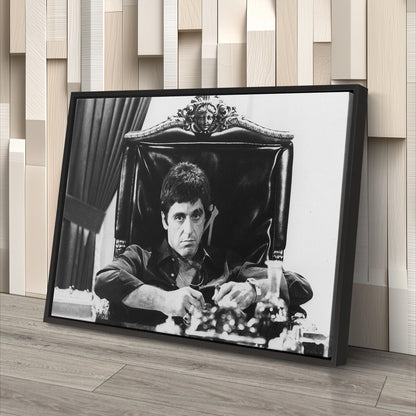 Tony Montana Scarface Canvas Art - Movie Wall Decor Black and White