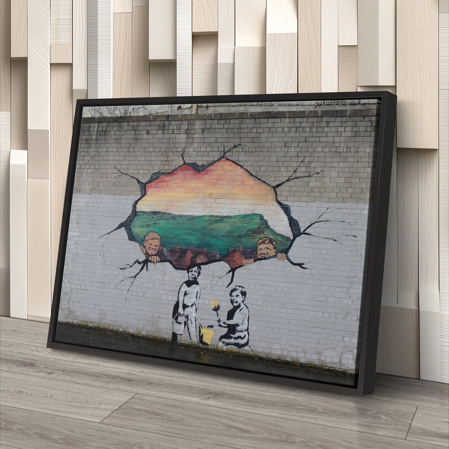 Banksy 'Graffiti Hole Wall' Canvas Print - Framed Wall Art