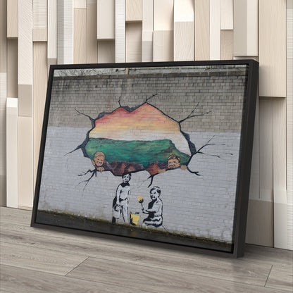 Banksy 'Graffiti Hole Wall' Canvas Print - Framed Wall Art
