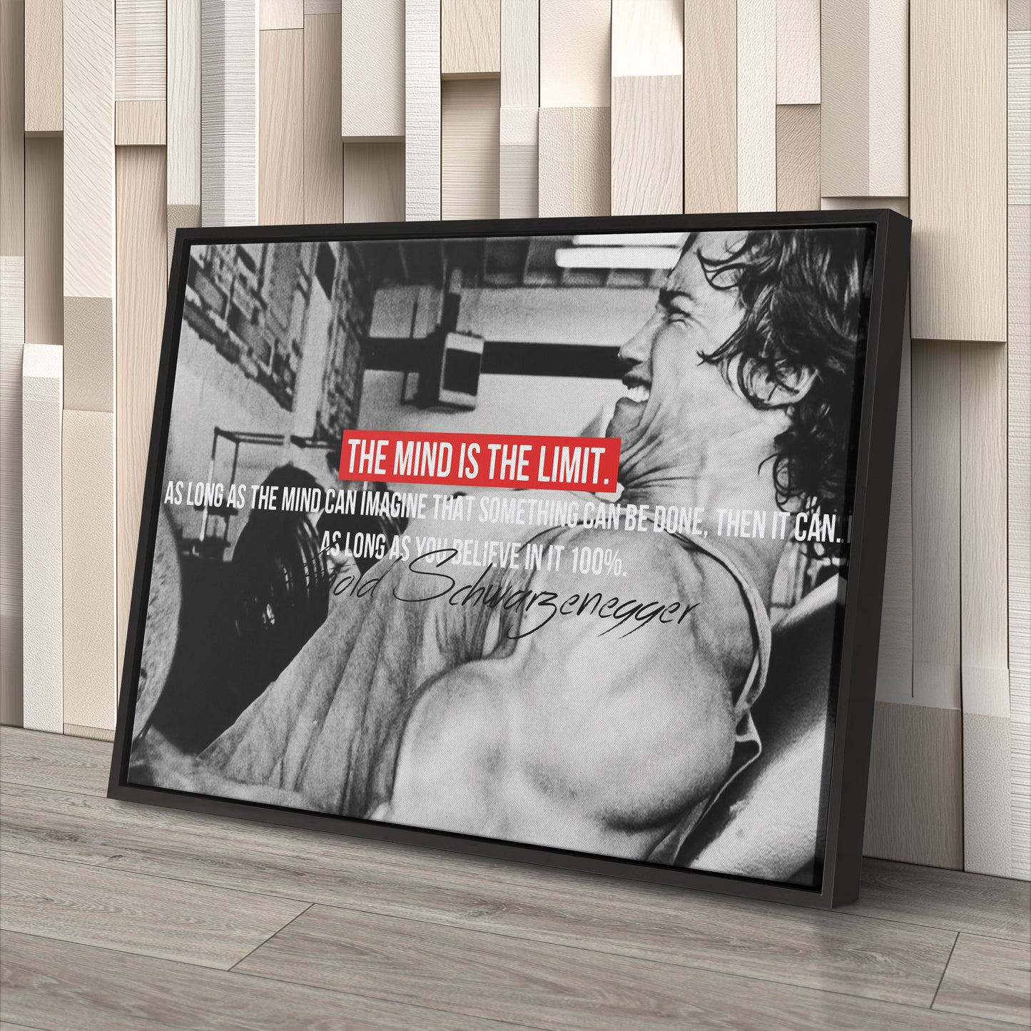 Arnold Schwarzenegger Motivational Quote Canvas Print – Wall Art for Home Office & Fitness Decor