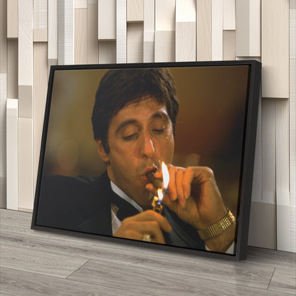 Scarface Tony Montana Smoking Canvas Art – Iconic Movie Character Decor