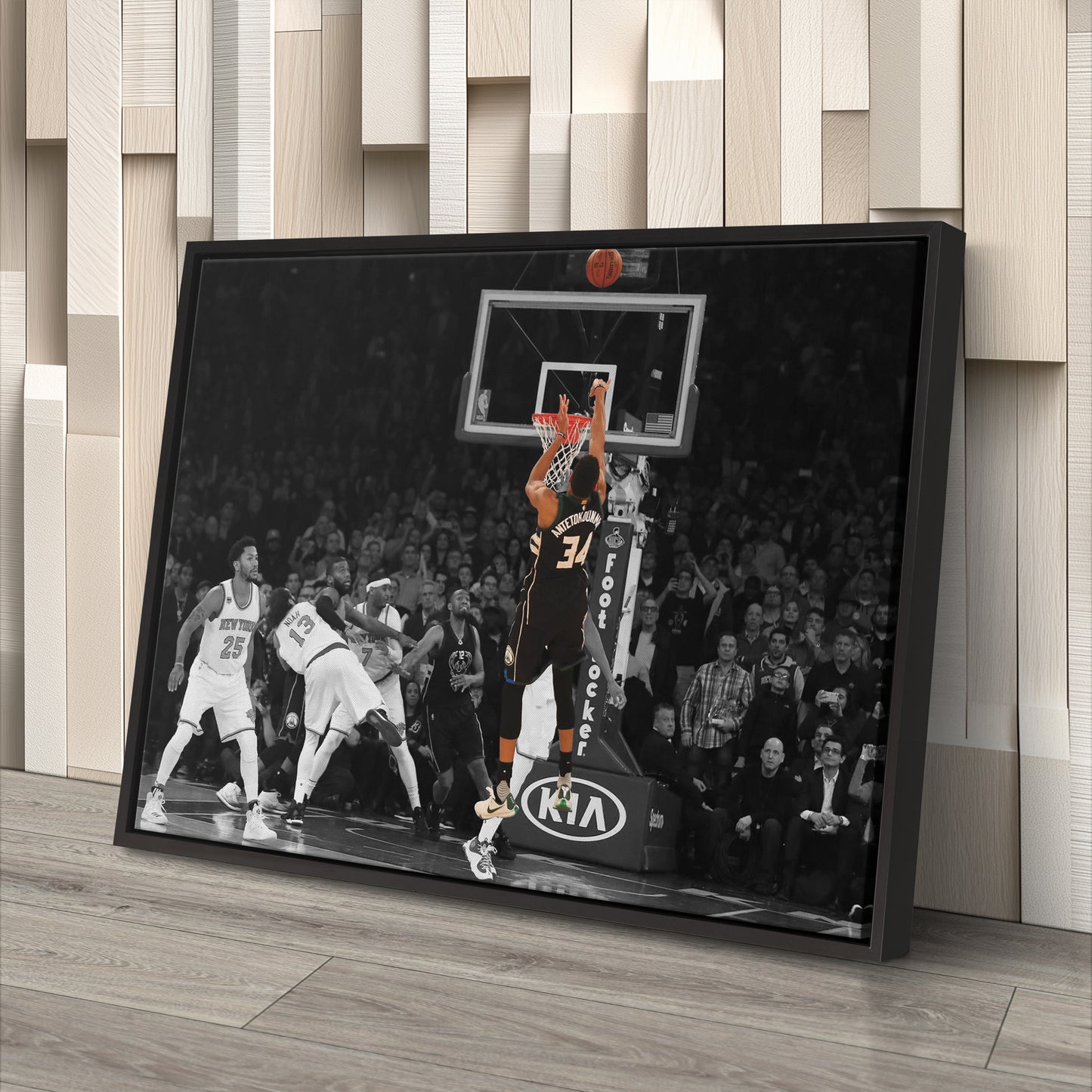 Giannis Antetokounmpo Buzzer Beater vs Knicks Canvas Wall Art Decor - NBA Superstar Art
