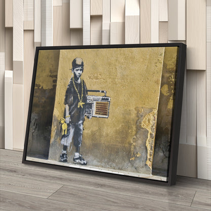 Banksy 'Children with Stereo' Canvas Print - Framed Wall