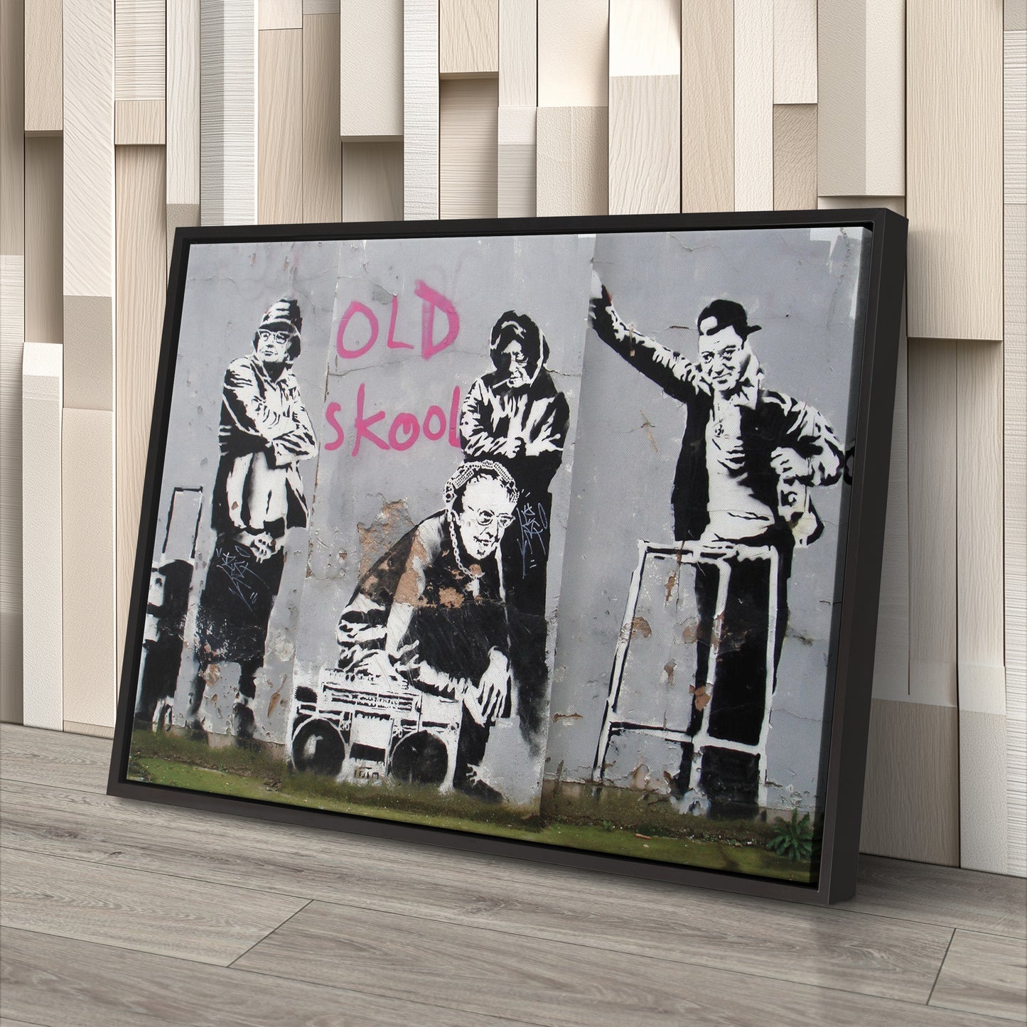 Banksy 'Old School' Canvas Print - Framed Wall Art