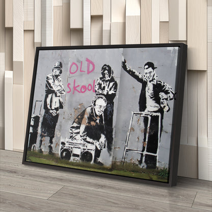 Banksy 'Old School' Canvas Print - Framed Wall Art
