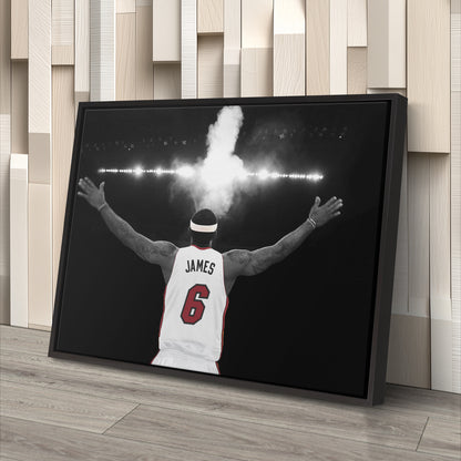 LeBron James Tosses Powder in the Air Miami Heat Canvas Wall Art Decor - NBA Superstar Art