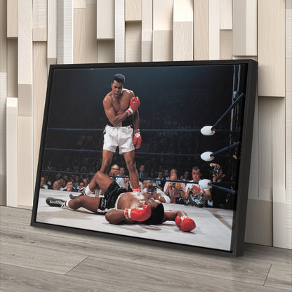 Muhammad Ali Sonny Liston Knockdown Canvas Art – Boxing Icon Decor