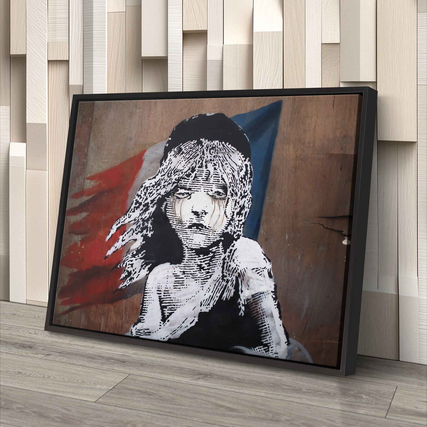 Banksy 'Les Misérables' Paris Mural Canvas Print - Framed Wall Art