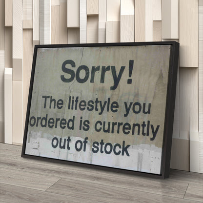 Banksy 'Out of Stock' Quote Canvas Print - Framed Wall Art