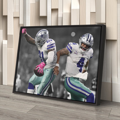 Dak and Zeke Dallas Cowboys Canvas Wall Art – NFL Legends Print for Home