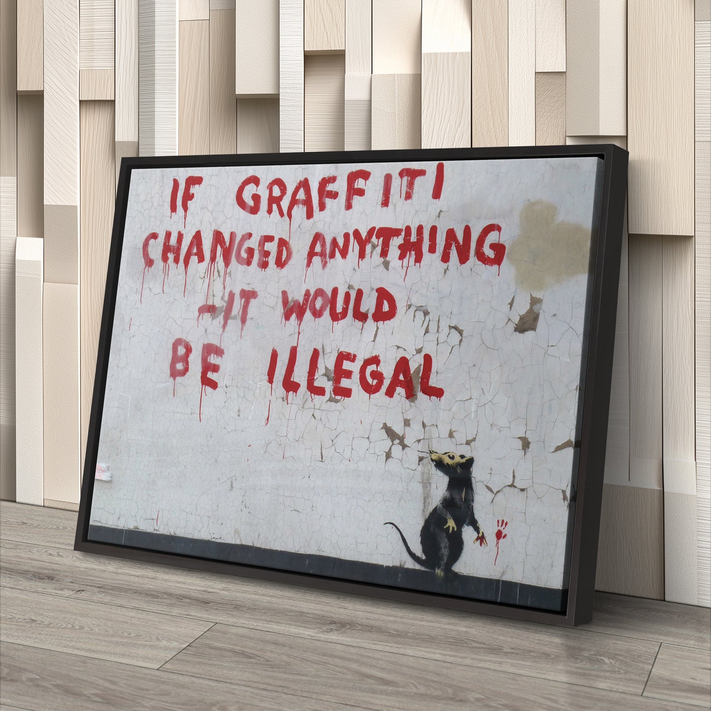 Banksy 'Illegal' Quote Canvas Print - Framed Wall Art