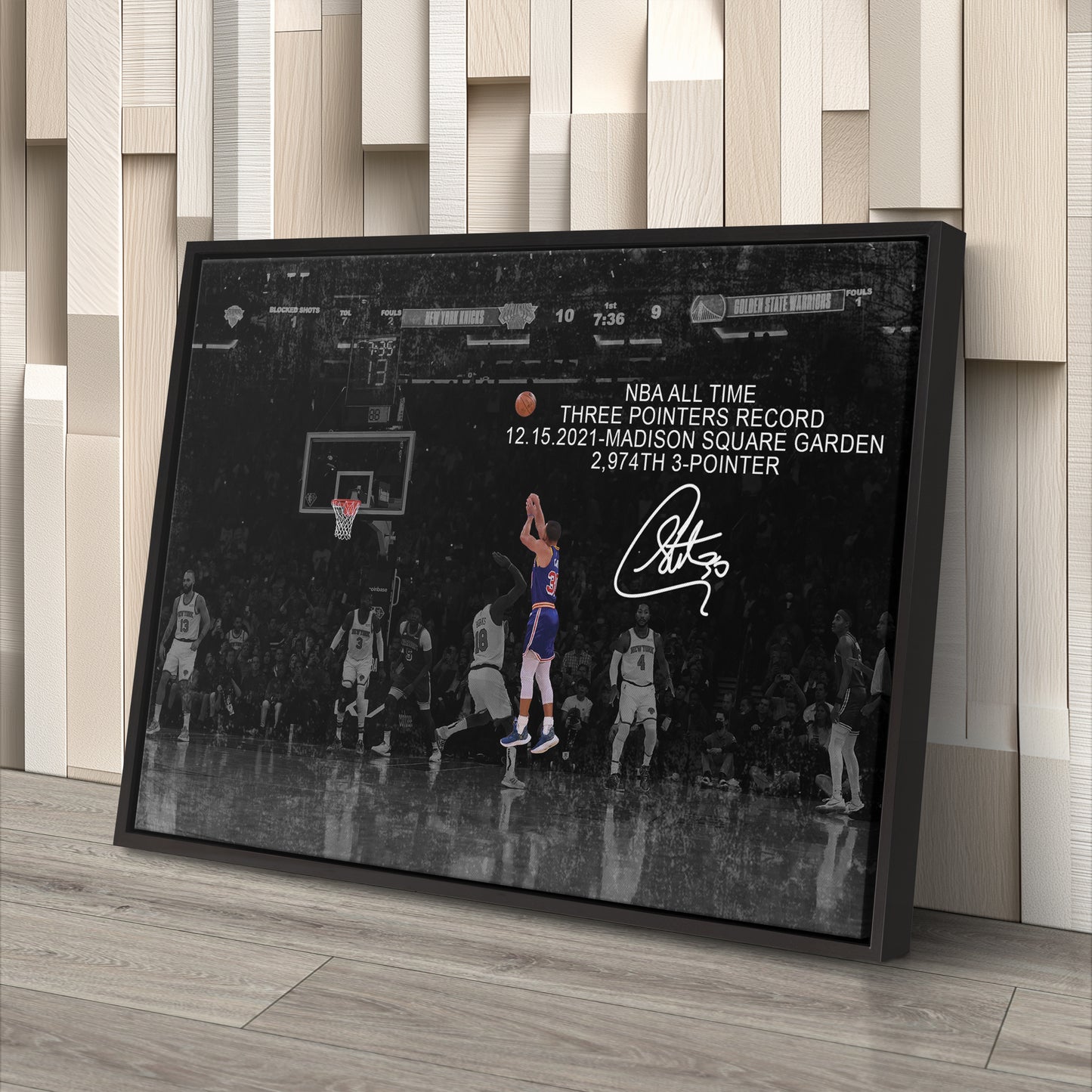 Stephen Curry Record Breaking 3-Pointer Canvas Art - NBA Wall Decor