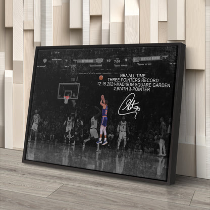 Stephen Curry Record Breaking 3-Pointer Canvas Art - NBA Wall Decor