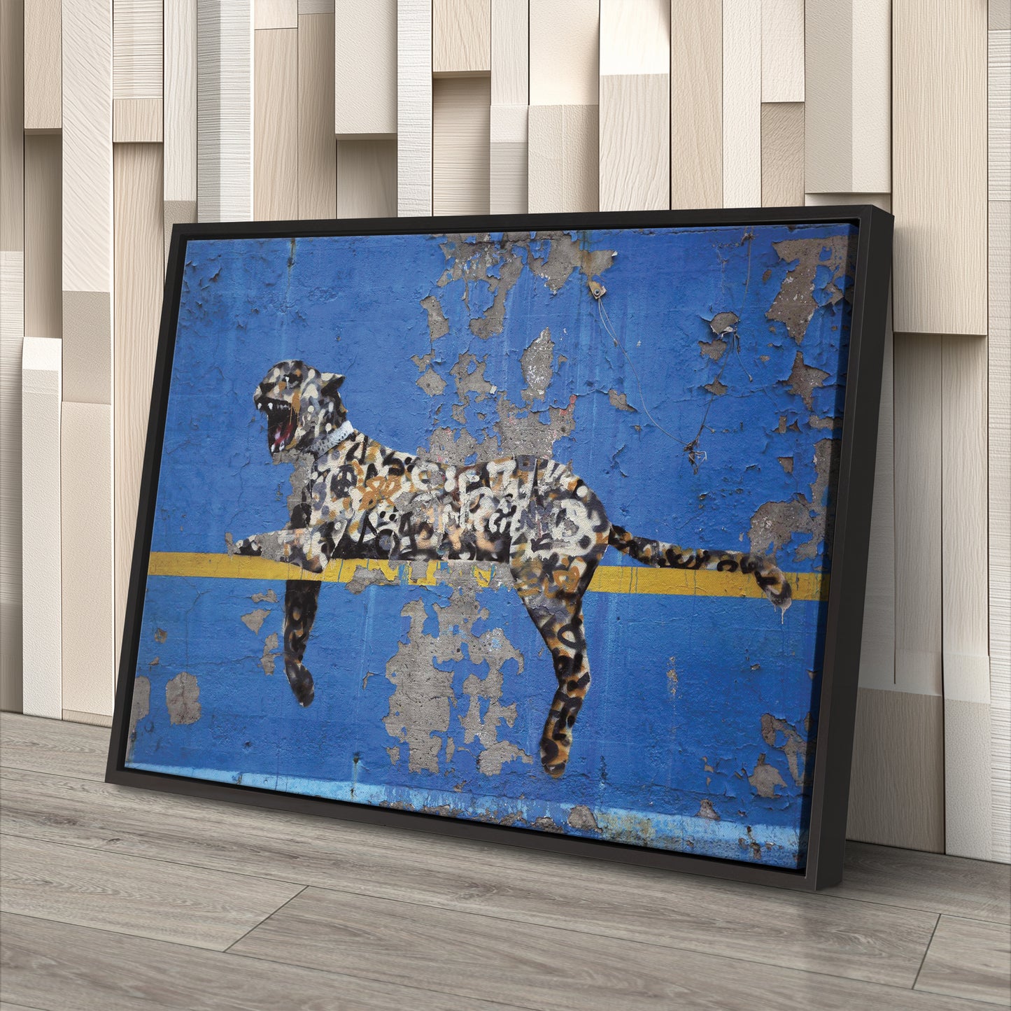 Banksy 'Bronx Zoo Leopard' Street Art Canvas Print - Framed Wall Art