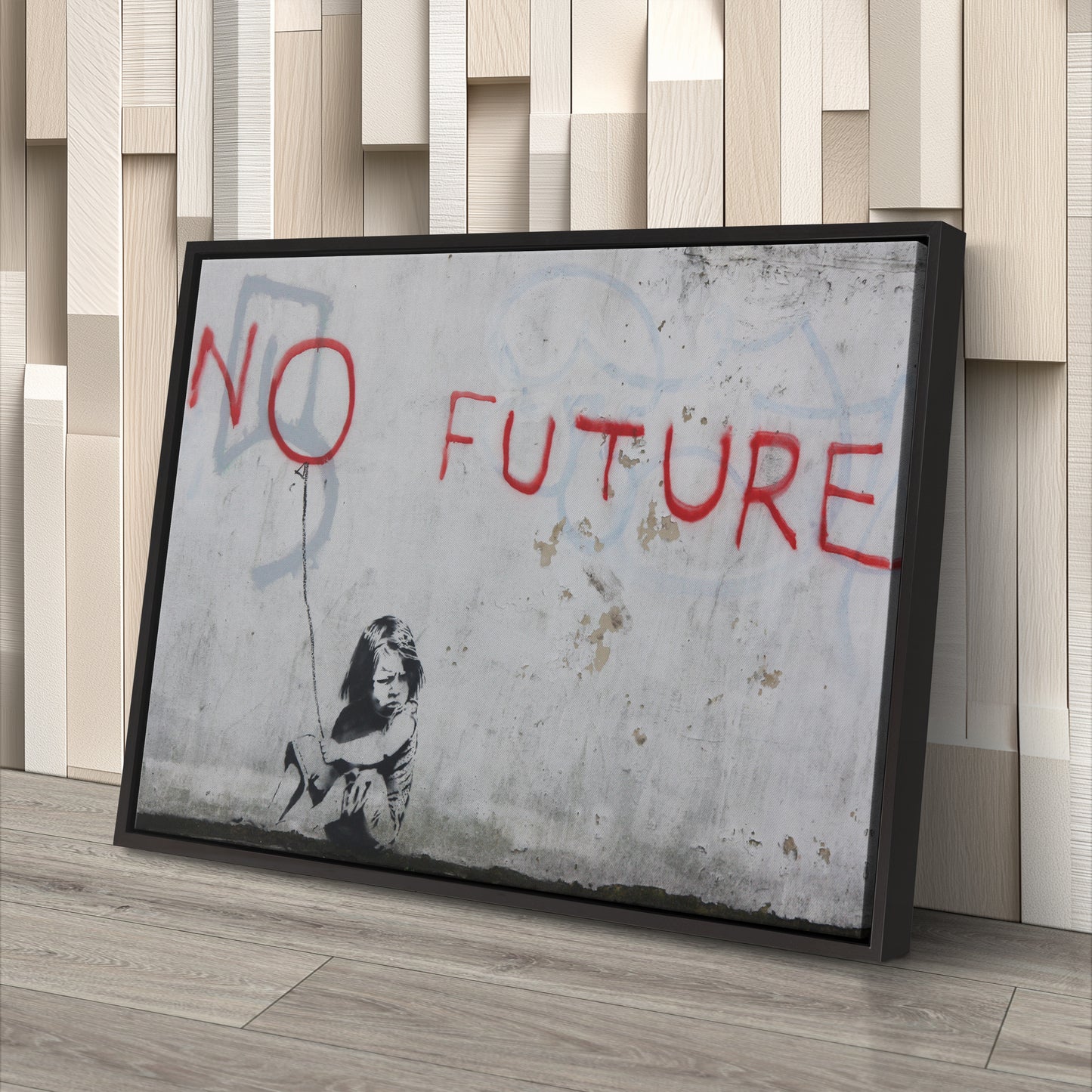 Banksy 'No Future' Street Art Canvas Print - Framed Wall Decor