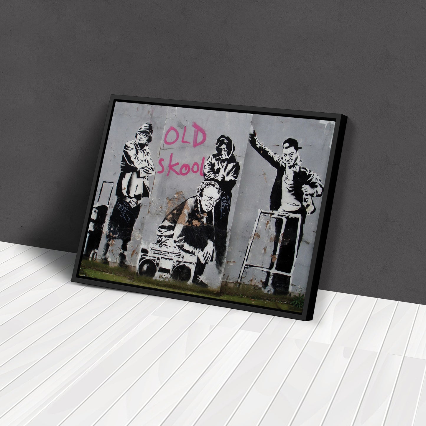 Banksy 'Old School' Canvas Print - Framed Wall Art