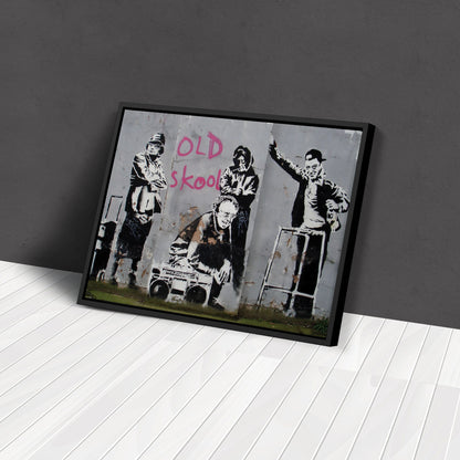 Banksy 'Old School' Canvas Print - Framed Wall Art
