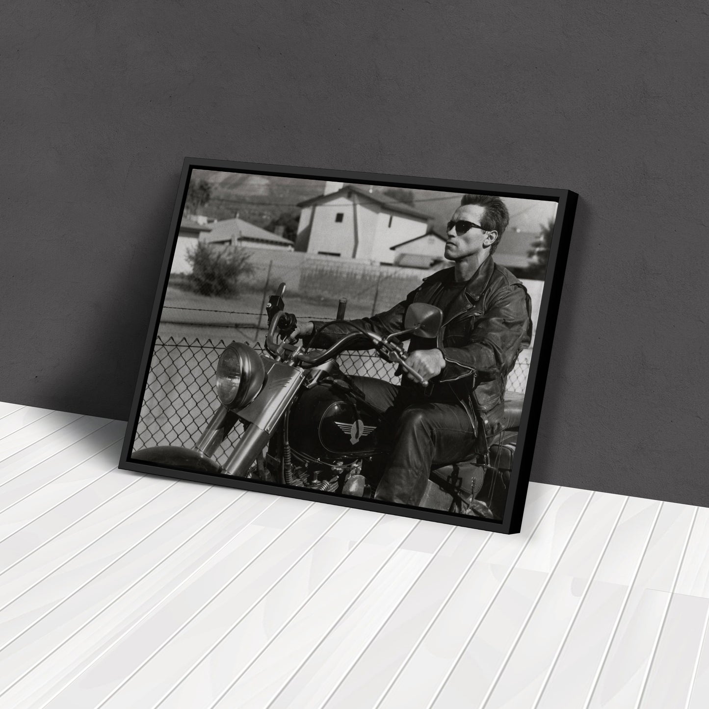 Arnold Schwarzenegger Terminator Movie Scene Canvas Print – Motorcycle Wall Art for Home & Office Decor