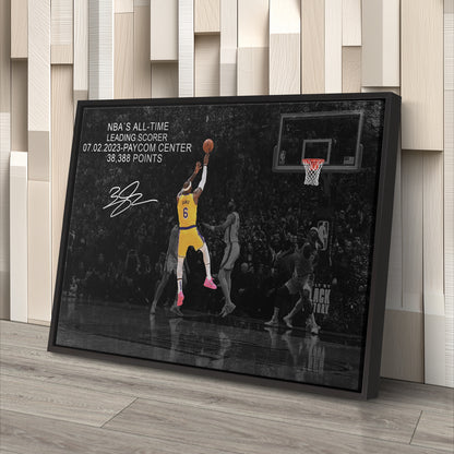 LeBron James All-Time Leading Scorer Canvas Wall Art Decor - NBA Legend Poster