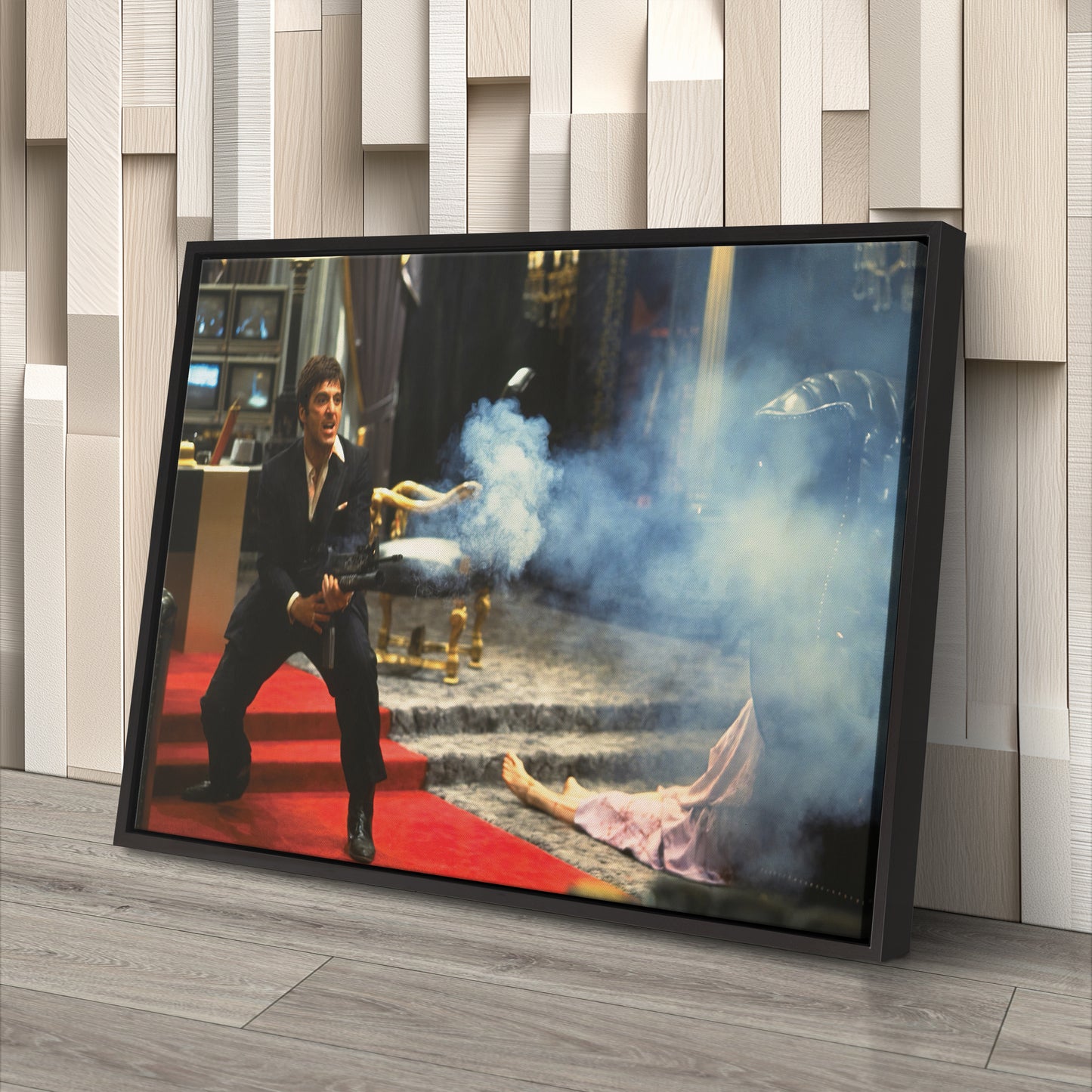 Scarface Say Hello to My Little Friend Canvas Art – Classic Movie Moment Decor