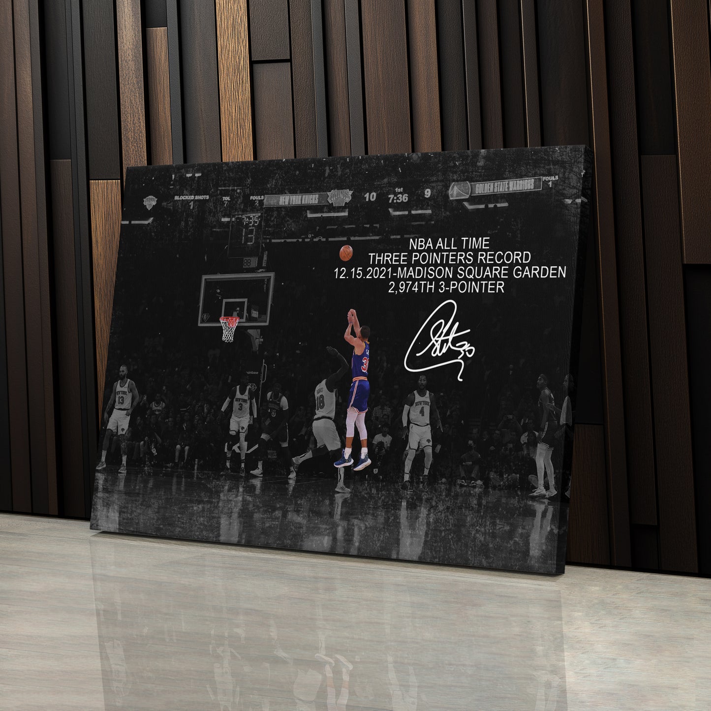 Stephen Curry Record Breaking 3-Pointer Canvas Art - NBA Wall Decor