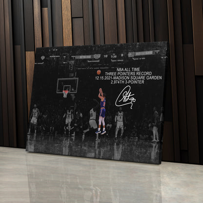 Stephen Curry Record Breaking 3-Pointer Canvas Art - NBA Wall Decor