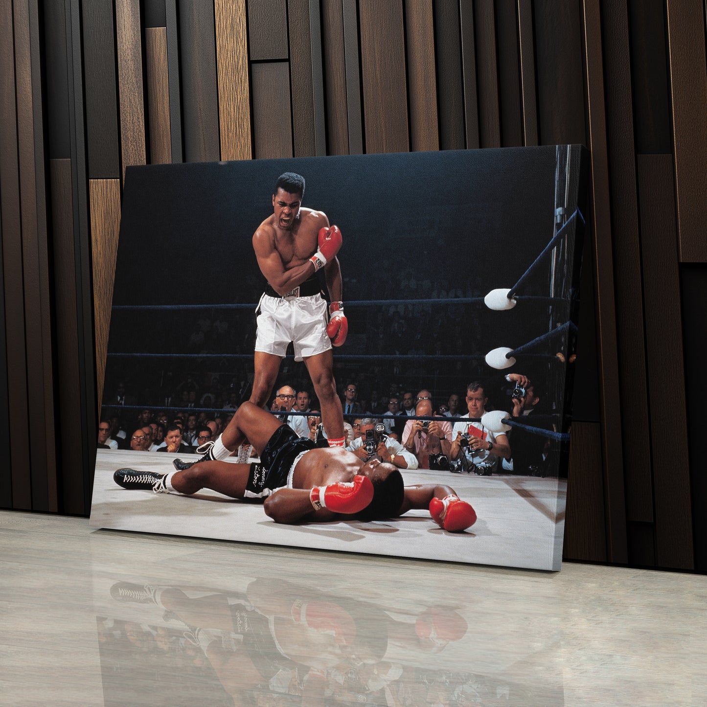 Muhammad Ali Sonny Liston Knockdown Canvas Art – Boxing Icon Decor