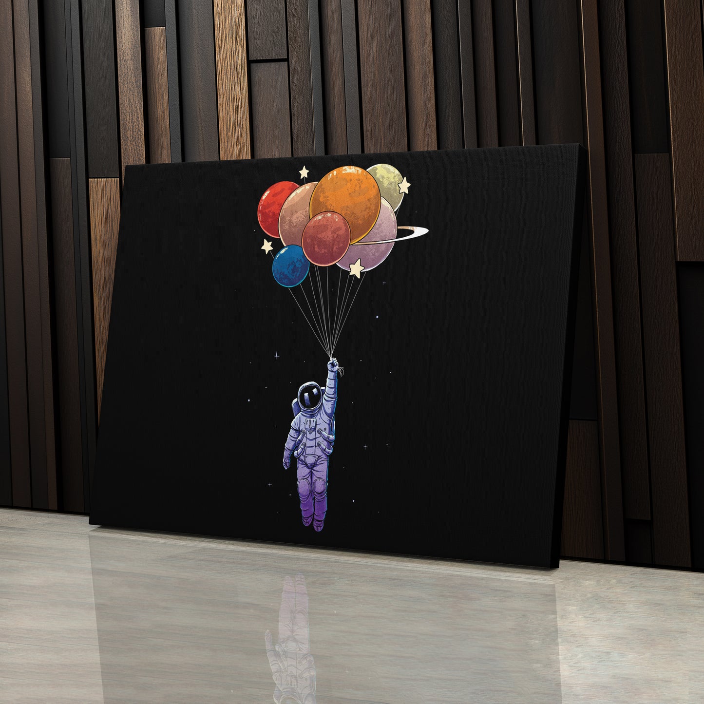 Astronaut Holding Colorful Balloons - Canvas Wall Art Decor